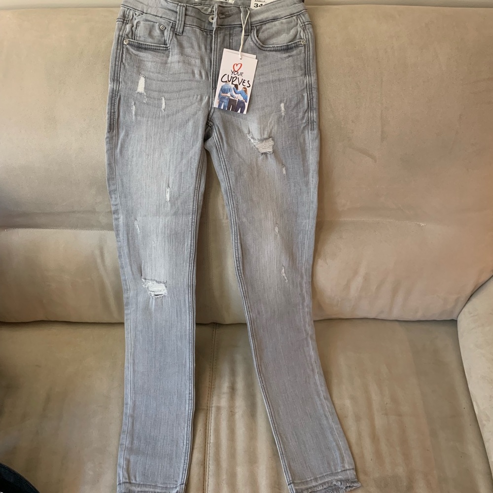 Zara ankle crop gray jeans